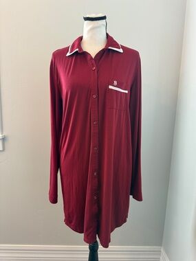 Victoria’s Secret Button Front Sleep Shirt Nightgown Burgundy Medium Soft Cozy
